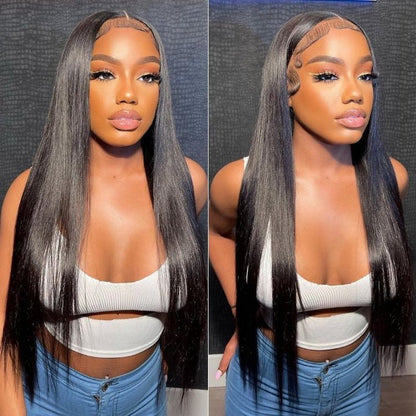 Women's Mid Part Bone Straight Wig
